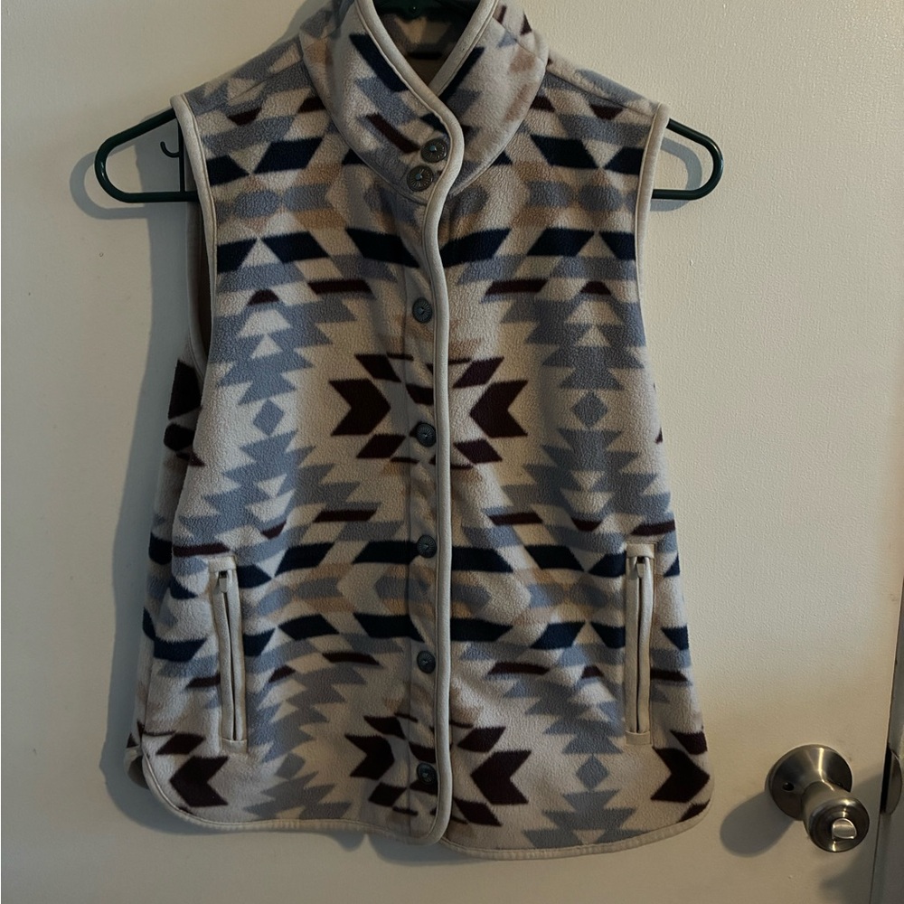 Shyanne Cream and Brown Fleece Vest